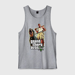 Майка мужская хлопок GTA 5: Man & Dog, цвет: меланж