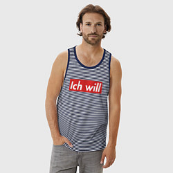 Майка мужская хлопок Ich will, цвет: синяя тельняшка — фото 2