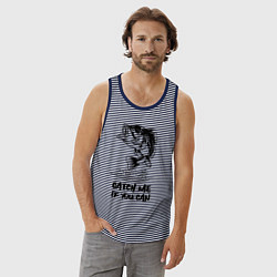 Майка мужская хлопок Catch me if you can, цвет: синяя тельняшка — фото 2