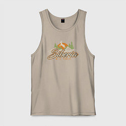 Майка мужская хлопок Сибирь Дикая сила, цвет: миндальный