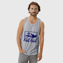 Майка мужская хлопок Shark fast food, цвет: меланж — фото 2