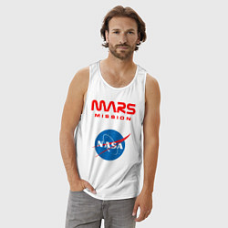 Майка мужская хлопок Nasa Mars mission, цвет: белый — фото 2