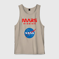 Майка мужская хлопок Nasa Mars mission, цвет: миндальный