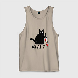 Майка мужская хлопок What cat, цвет: миндальный
