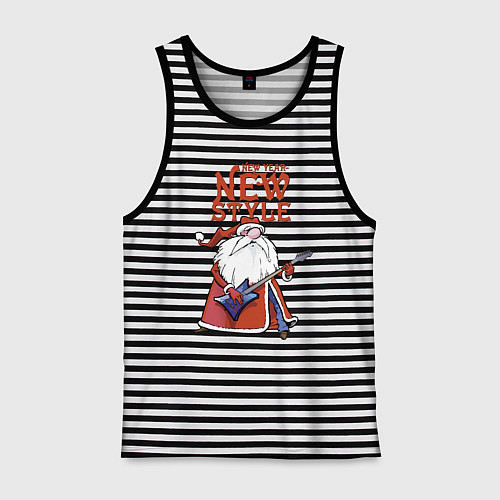 Мужская майка New Year - new style! / Черная тельняшка – фото 1