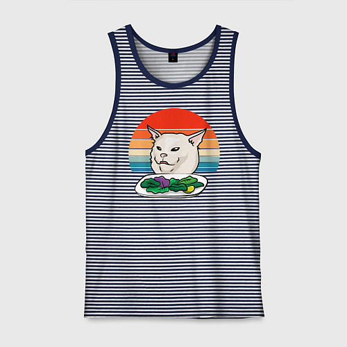 Мужская майка Woman yelling at a cat / Синяя тельняшка – фото 1