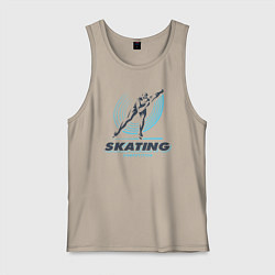Майка мужская хлопок SKATING competition, цвет: миндальный