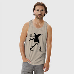 Майка мужская хлопок Banksy, цвет: миндальный — фото 2