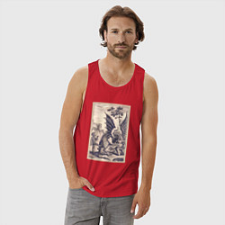 Майка мужская хлопок Рыцарь, пинающий Дракона баллада о рыцаре Джоне Ла, цвет: красный — фото 2