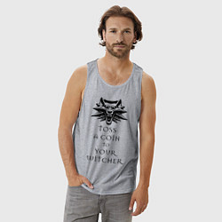 Майка мужская хлопок Toss a coin to your witcher, цвет: меланж — фото 2