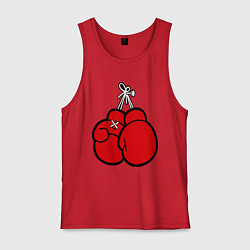 Майка мужская хлопок Боксерские перчатки, цвет: красный