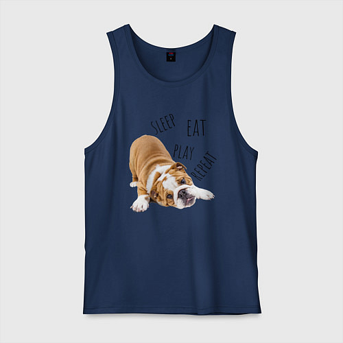 Мужская майка Sleep Eat Play Repeat Бульдог / Тёмно-синий – фото 1