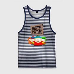 Майка мужская хлопок ЮЖНЫЙ ПАРК, цвет: синяя тельняшка