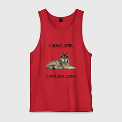 Майка мужская хлопок Волк, цвет: красный