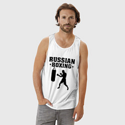 Майка мужская хлопок Russian Boxing, цвет: белый — фото 2