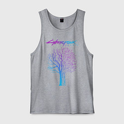 Майка мужская хлопок ДЕРЕВО CYBERPUNK 2077, цвет: меланж