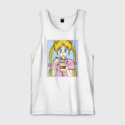 Майка мужская хлопок Sailor Moon Usagi Tsukino, цвет: белый