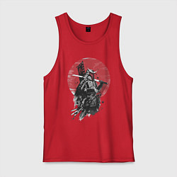 Майка мужская хлопок Японский самурай, цвет: красный