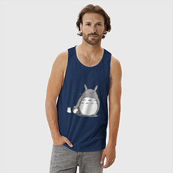 Майка мужская хлопок Тоторо, цвет: тёмно-синий — фото 2