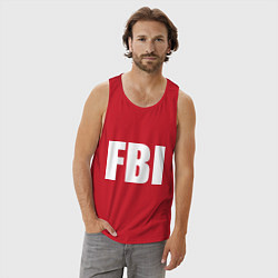 Майка мужская хлопок FBI, цвет: красный — фото 2