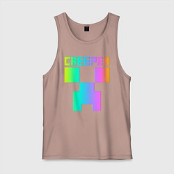 Майка мужская хлопок MINECRAFT CREEPER, цвет: пыльно-розовый