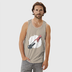 Майка мужская хлопок Сотворение Адама - Мотоцикл, цвет: миндальный — фото 2