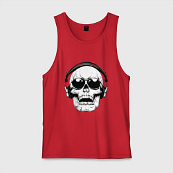 Майка мужская хлопок Skull Music lover, цвет: красный