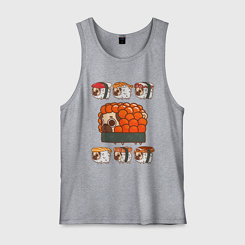 Мужская майка Мопс и роллы / Меланж – фото 1