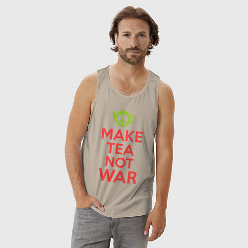 Мужская майка Make tea not war / Миндальный – фото 3