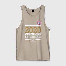 Майка мужская хлопок FC Bayern Munchen Champions of Europe 2020, цвет: миндальный