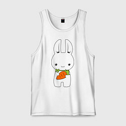 Майка мужская хлопок Зайчик с морковкой, цвет: белый