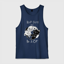 Майка мужская хлопок Просто будь Котом, цвет: тёмно-синий