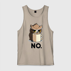 Майка мужская хлопок Сова с кофе, цвет: миндальный