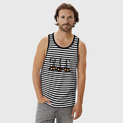 Майка мужская хлопок Котики, цвет: черная тельняшка — фото 2