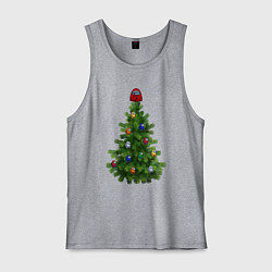 Майка мужская хлопок Among us елка, цвет: меланж