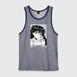 Майка мужская хлопок Аска ева 02, цвет: синяя тельняшка