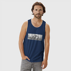 Майка мужская хлопок Porshe, цвет: тёмно-синий — фото 2