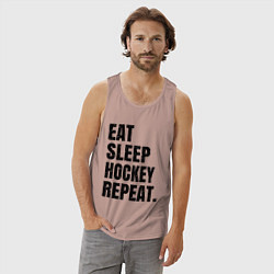 Майка мужская хлопок EAT SLEEP HOCKEY REPEAT, цвет: пыльно-розовый — фото 2