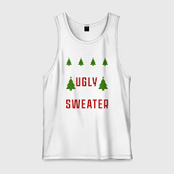 Майка мужская хлопок My ugly christmas sweater, цвет: белый