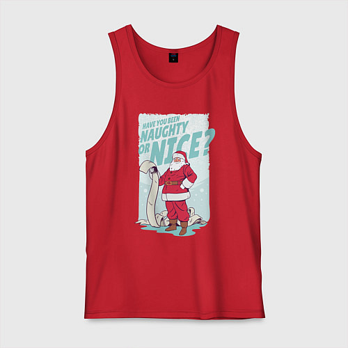 Мужская майка Санта со списком плохишей / Красный – фото 1