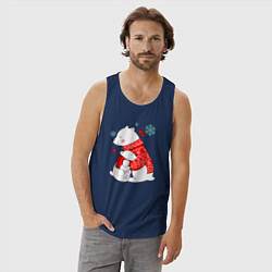 Майка мужская хлопок Медведица с медвежонеком, цвет: тёмно-синий — фото 2