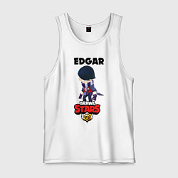 Майка мужская хлопок BRAWL STARS EDGAR, цвет: белый