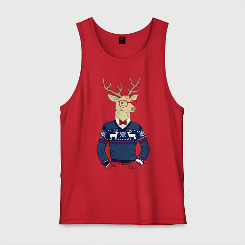 Мужская майка Hipster Deer / Красный – фото 1