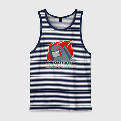 Майка мужская хлопок Among Us sabotage амонг ас саботаж, цвет: синяя тельняшка