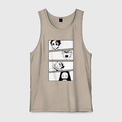 Майка мужская хлопок Клинок рассекающий демонов, цвет: миндальный