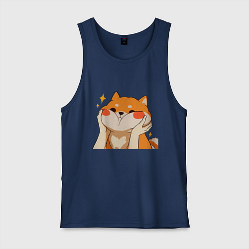 Мужская майка Сиба Ину Милые Щечки / Тёмно-синий – фото 1