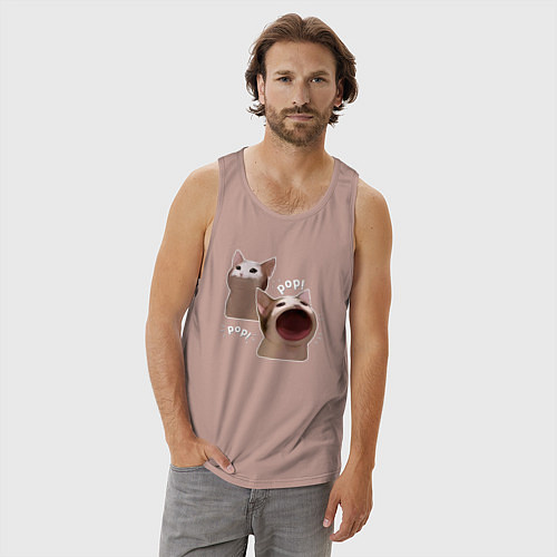 Мужская майка Cat Pop - Мем / Пыльно-розовый – фото 3