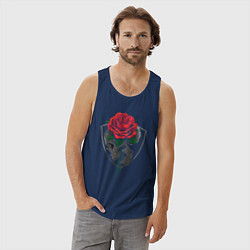 Майка мужская хлопок Skull&Rose, цвет: тёмно-синий — фото 2