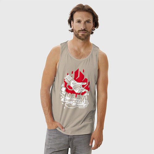 Мужская майка Cyberpunk 2077 SAMURAI / Миндальный – фото 3