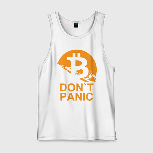 Мужская майка БИТКОИН НЕ ПАНИКУЕМ / Белый – фото 1